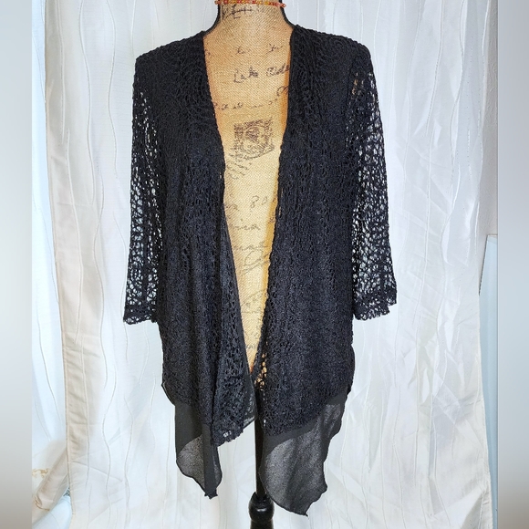 Rachel Cole - Black Lace Open Cardigan in Size Large - Picture 2 of 7